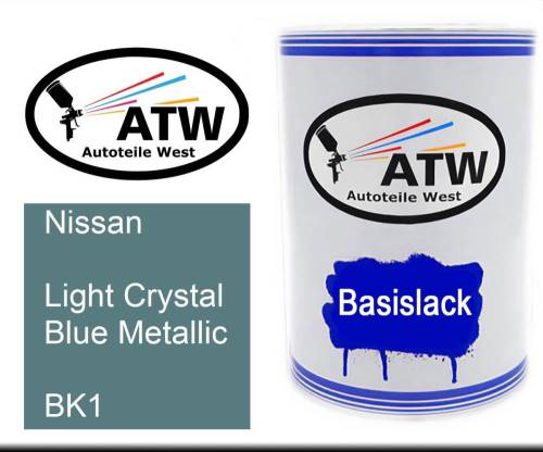 Nissan, Light Crystal Blue Metallic, BK1: 500ml Lackdose, von ATW Autoteile West.